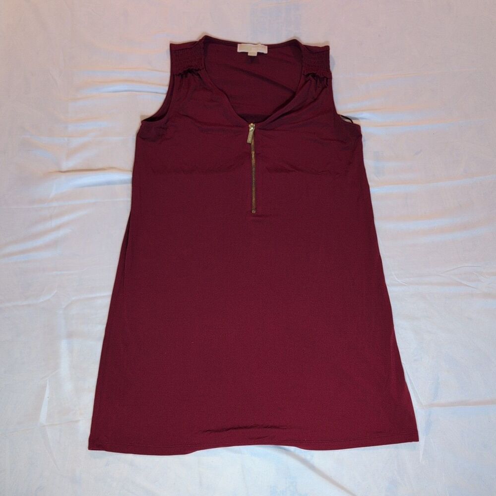 Michael Kors Lightweight Red with Gold Colored Zipper 1/4 Zip Dress Size Medium